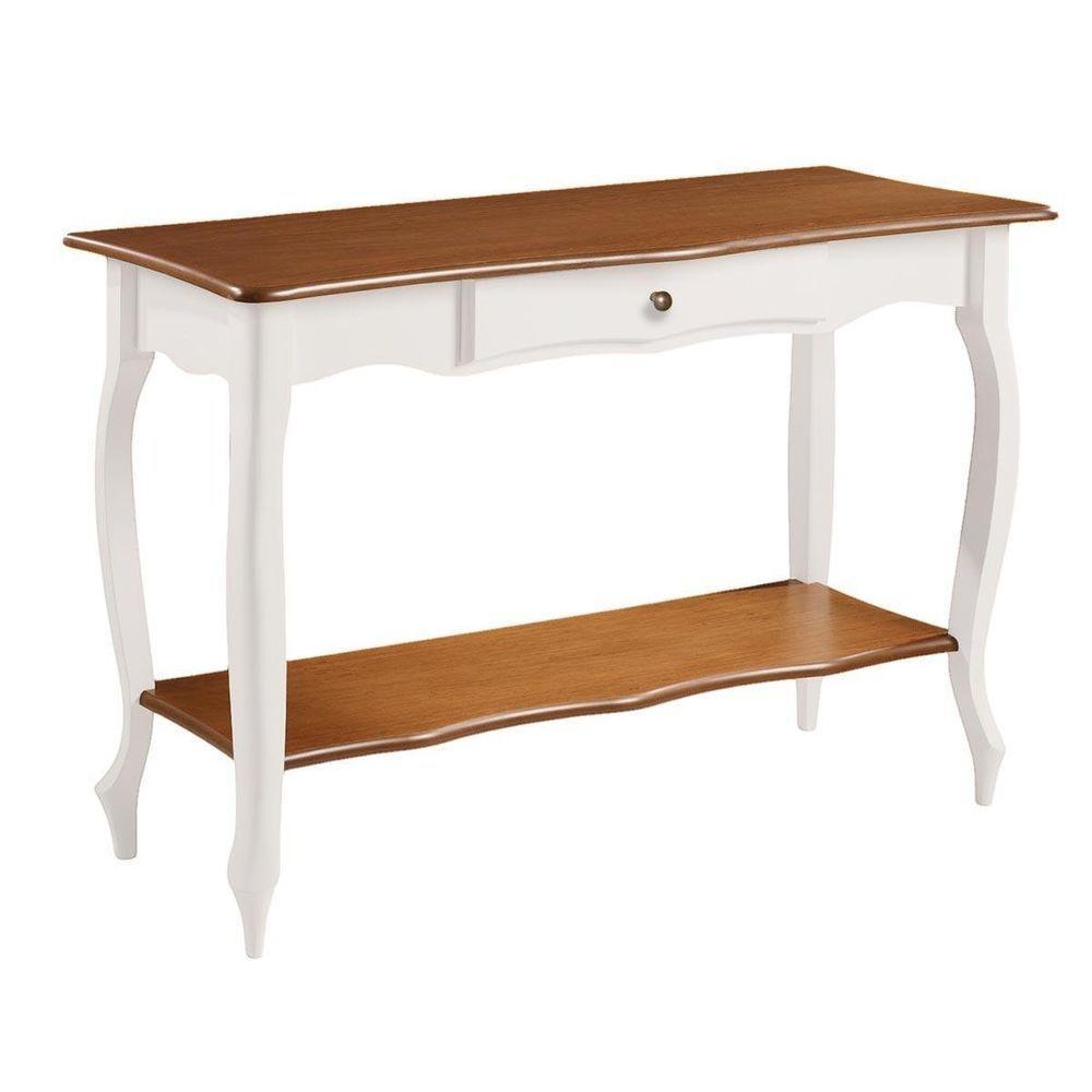 Aparador Para Sala Com 1 Gaveta E Prateleira Pés Luiz Xv - Branco Laca Com Tampo E Prateleira Imbuia Glazer - 2