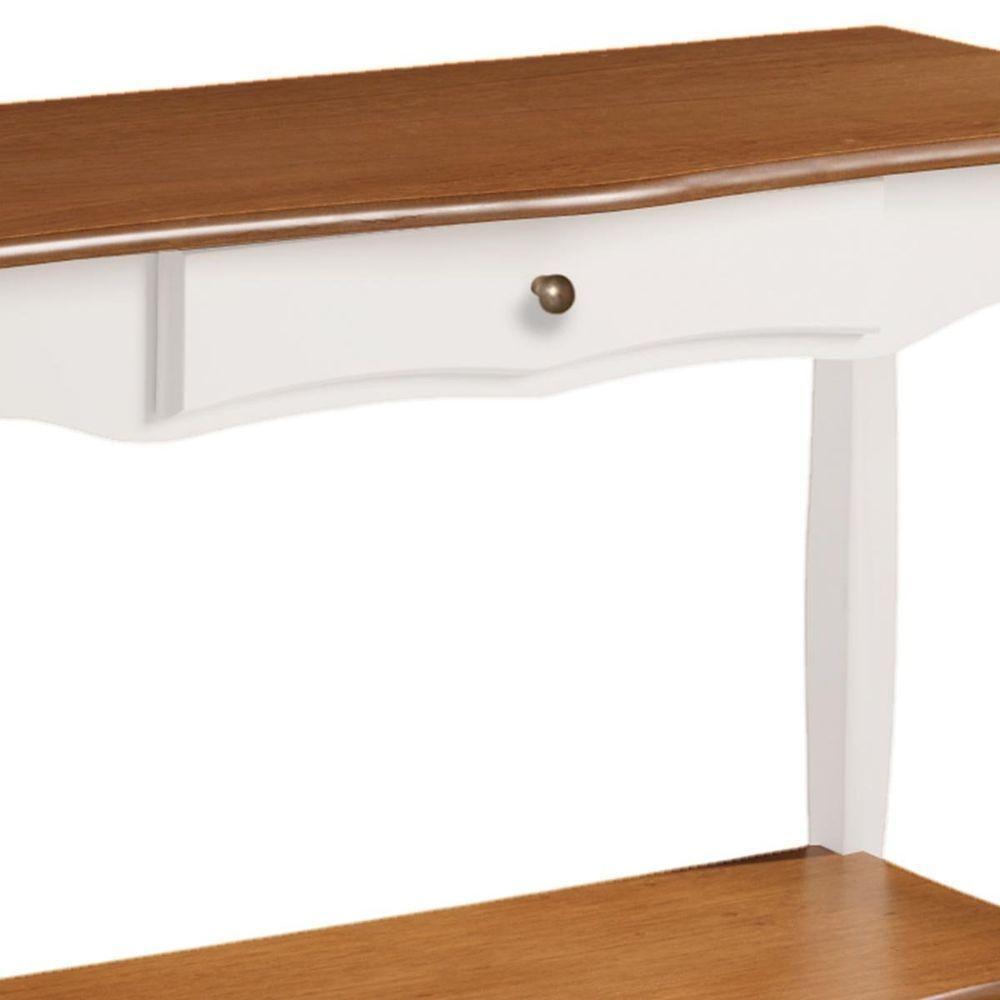 Aparador Para Sala Com 1 Gaveta E Prateleira Pés Luiz Xv - Branco Laca Com Tampo E Prateleira Imbuia Glazer - 3