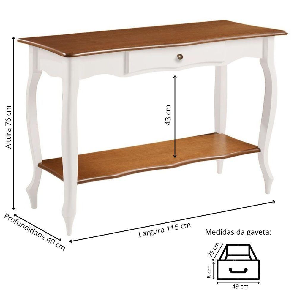 Aparador Para Sala Com 1 Gaveta E Prateleira Pés Luiz Xv - Branco Laca Com Tampo E Prateleira Imbuia Glazer - 4