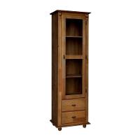 Cristaleira De Madeira 1 Porta 2 Gavetas 3 Prateleiras Pés Torneados - Imbuia Glazer - 2