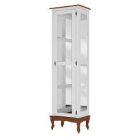 Cristaleira De Madeira 1 Porta 3 Prateleiras, Espelho E Pés Luiz Xv - Branco Laca Com Tampo E Base Imbuia Glazer - 2