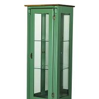 Cristaleira De Madeira 1 Porta 1 Gaveta, Espelho E Pés Luiz Xv - Verde Kalle Laca Com Tampo E Base Imbuia - 3