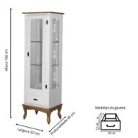 Cristaleira De Madeira 1 Porta 1 Gaveta, Espelho E Pés Luiz Xv - Nude Laca Com Tampo E Base Imbuia Glazer - 4