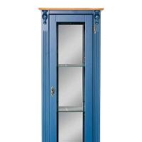 Cristaleira De Madeira 1 Porta 1 Gaveta, Espelho E Pés Luiz Xv - Azul Bic Com Tampo E Base Imbuia Glazer - 3