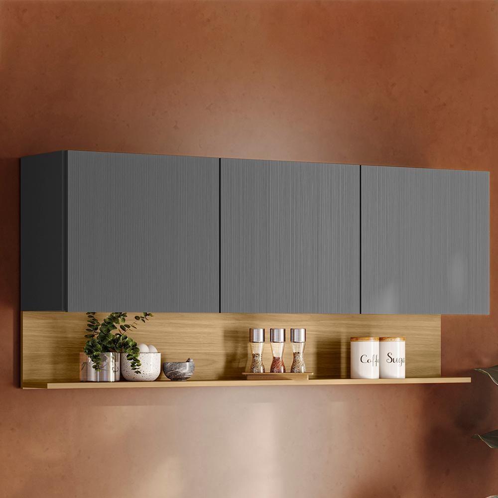 Armario Aereo 3 Portas 150 Cm Line Ktp Gris Cp Freijo - 2