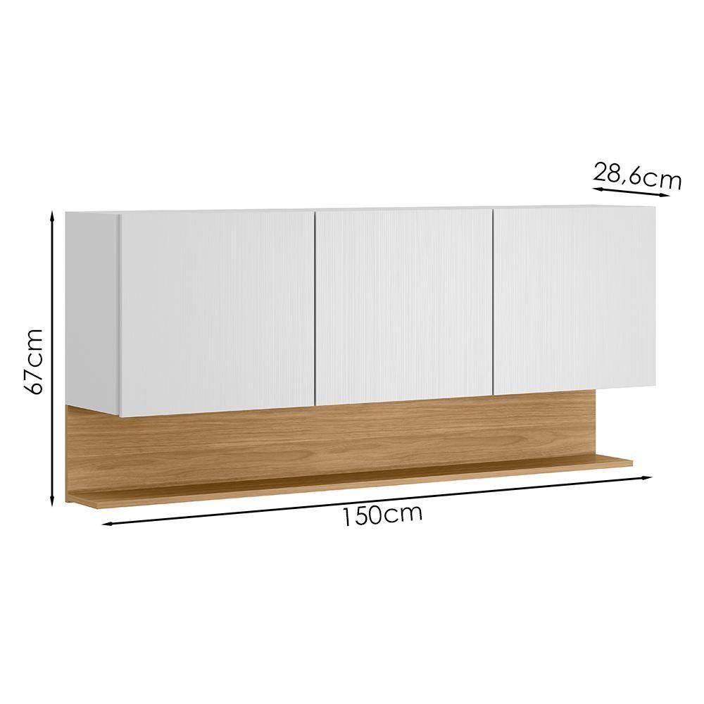 Armario Aereo 3 Portas 150 Cm Line Ktp Supremo Cp Freijo - 3