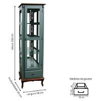 Cristaleira Rústica De Madeira 1 Porta 1 Gaveta E Pés Luiz Xv - Verde Kalle Laca Com Tampo E Base Imbuia Glazer - 4