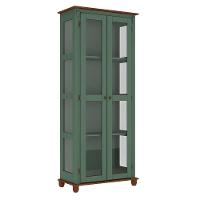 Cristaleira Rústica 2 Portas 3 Prateleiras Pés Torneados - Verde Kalle Laca Com Tampo E Base Imbuia Glazer - 2