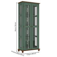 Cristaleira Rústica 2 Portas 3 Prateleiras Pés Torneados - Verde Kalle Laca Com Tampo E Base Imbuia Glazer - 4