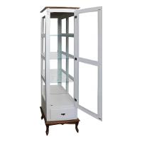 Cristaleira Rústica De Madeira 1 Porta 1 Gaveta E Pés Luiz Xv - Branco Laca Com Tampo E Base Imbuia Glazer - 3