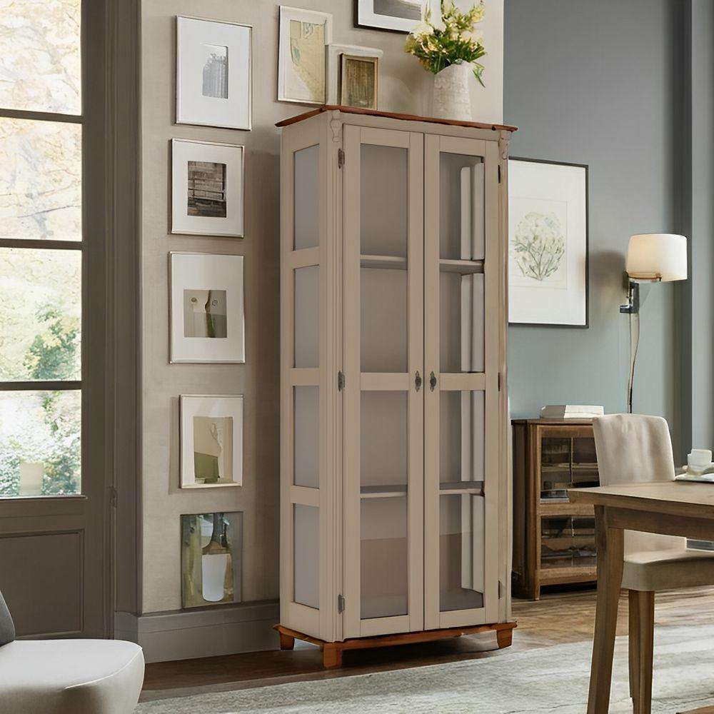 Cristaleira Rústica 2 Portas 3 Prateleiras Pés Torneados - Amêndoa Laca Com Tampo E Base Imbuia Glazer - 2