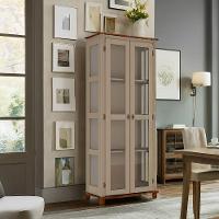 Cristaleira Rústica 2 Portas 3 Prateleiras Pés Torneados - Amêndoa Laca Com Tampo E Base Imbuia Glazer - 2