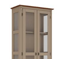 Cristaleira Rústica 2 Portas 3 Prateleiras Pés Torneados - Amêndoa Laca Com Tampo E Base Imbuia Glazer - 3