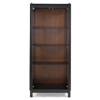 Cristaleira Moderna De Madeira 2 Portas Com Pés Retos - Preto Laca Com Fundo Imbuia Glazer