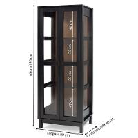 Cristaleira Moderna De Madeira 2 Portas Com Pés Retos - Preto Laca Com Fundo Imbuia Glazer - 5