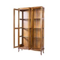 Cristaleira Farmhouse De Madeira 3 Portas Vidro E Pés Luiz Xv - Imbuia Glazer