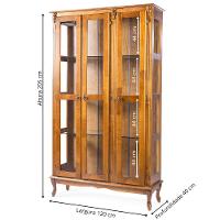 Cristaleira Farmhouse De Madeira 3 Portas Vidro E Pés Luiz Xv - Imbuia Glazer - 5