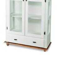 Cristaleira De Madeira Maciça 2 Portas 1 Gaveta 3 Prateleiras Pés Torneados - Branco Laca Com Tampo E Base Imbuia Glazer - 3