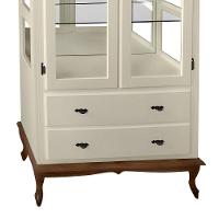 Cristaleira De Madeira Espelho 2 Portas 3 Prateleiras 2 Gavetas Pés Luiz Xv - Nude Laca Com Tampo E Base Imbuia Glazer - 3