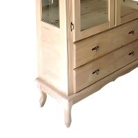 Cristaleira De Madeira Espelho 2 Portas 3 Prateleiras 2 Gavetas Pés Luiz Xv - Cera (madeira Bruta) - 3