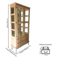 Cristaleira De Madeira Espelho 2 Portas 3 Prateleiras 2 Gavetas Pés Luiz Xv - Cera (madeira Bruta) - 4