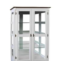 Cristaleira De Madeira Espelho 2 Portas 3 Prateleiras 2 Gavetas Pés Luiz Xv - Branco Laca Com Tampo E Base Imbuia Glazer - 3