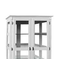 Cristaleira De Madeira Espelho 2 Portas 3 Prateleiras 2 Gavetas Pés Luiz Xv - Branco Laca - 3