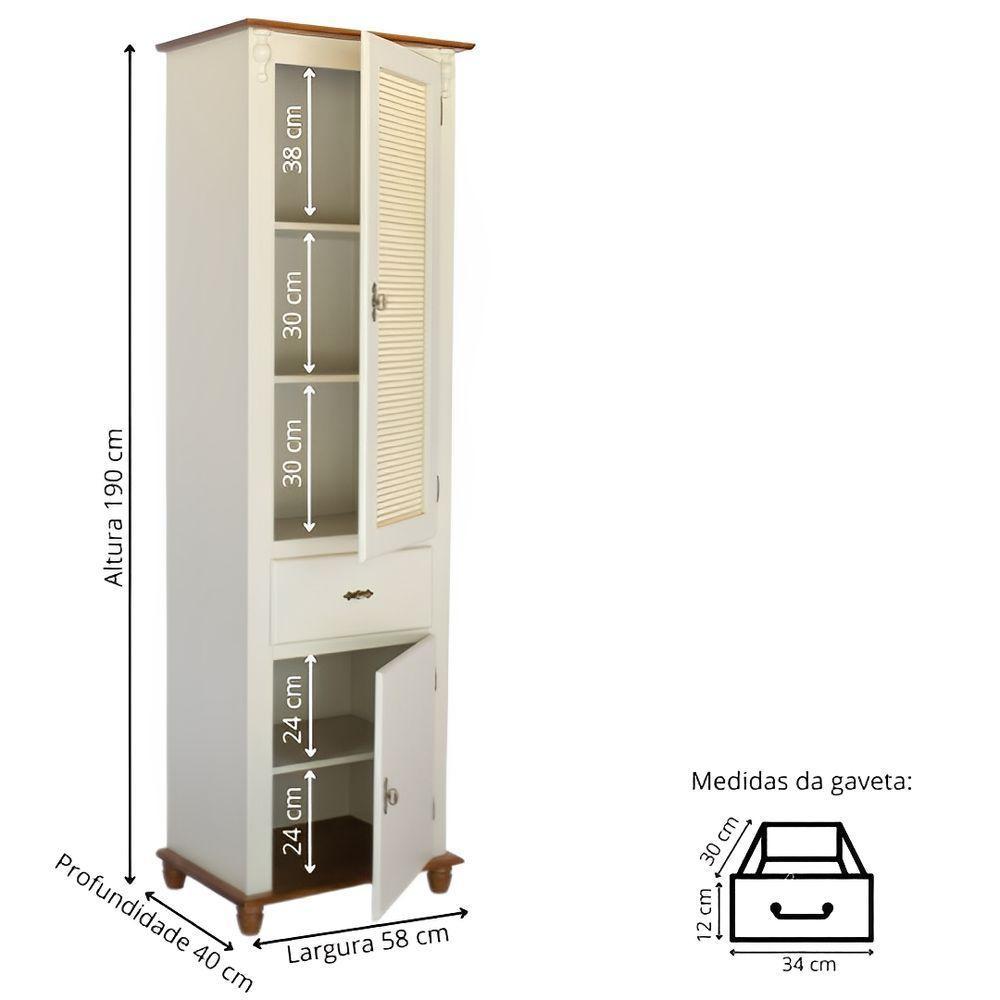 Cristaleira De Madeira Com Gaveta E Portas De Rattan - Nude Laca Com Tampo E Base Imbuia Glazer - 5