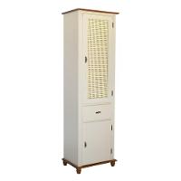 Cristaleira De Madeira Com Gaveta E Portas De Rattan - Nude Laca Com Tampo E Base Imbuia Glazer - 2