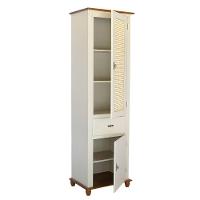 Cristaleira De Madeira Com Gaveta E Portas De Rattan - Nude Laca Com Tampo E Base Imbuia Glazer - 3