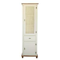 Cristaleira De Madeira Com Gaveta E Portas De Rattan - Nude Laca Com Tampo E Base Imbuia Glazer