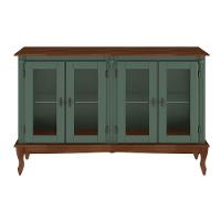 Cristaleira De Madeira 4 Portas, 1 Prateleira E Pés Luiz Xv - Verde Kalle Laca Com Tampo E Base Imbuia Glazer - 3