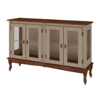 Cristaleira De Madeira 4 Portas, 1 Prateleira E Pés Luiz Xv - Amêndoa Laca Com Tampo E Base Imbuia Glazer - 2