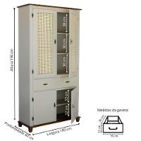 Cristaleira De Madeira 4 Portas 1 Gaveta Com Rattan - Nude Laca Com Tampo E Base Imbuia Glazer