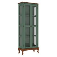 Cristaleira De Madeira 2 Portas Pés Luiz Xv - Verde Kalle Laca Com Tampo E Base Imbuia Glazer - 2