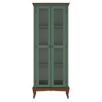 Cristaleira De Madeira 2 Portas Pés Luiz Xv - Verde Kalle Laca Com Tampo E Base Imbuia Glazer - 3