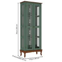 Cristaleira De Madeira 2 Portas Pés Luiz Xv - Verde Kalle Laca Com Tampo E Base Imbuia Glazer - 4