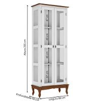 Cristaleira De Madeira 2 Portas Pés Luiz Xv - Branco Laca Com Tampo E Base Imbuia Glazer - 4