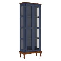 Cristaleira De Madeira 2 Portas Pés Luiz Xv - Azul Bic Laca Com Tampo E Base Imbuia Glazer - 2