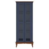 Cristaleira De Madeira 2 Portas Pés Luiz Xv - Azul Bic Laca Com Tampo E Base Imbuia Glazer - 3