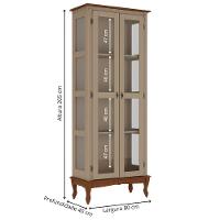 Cristaleira De Madeira 2 Portas Pés Luiz Xv - Amêndoa Laca Com Tampo E Base Imbuia Glazer - 2