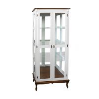 Cristaleira De Madeira 2 Portas E Espelho Pés Luíz Xv - Branco Laca Com Tampo E Base Imbuia Glazer - 1