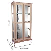 Cristaleira De Madeira 2 Portas E Espelho Pés Luíz Xv - Amêndoa Laca Com Tampo E Base Imbuia Glazer - 4