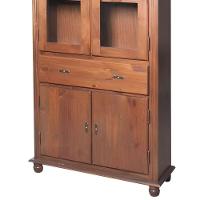 Cristaleira De Madeira 2 Portas 3 Prateleiras 1 Gaveta Pés Torneados - Imbuia Glazer - 3