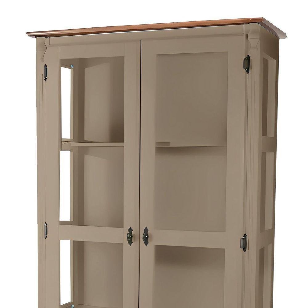 Cristaleira De Madeira 2 Portas 1 Gaveta 3 Prateleiras Pés Torneados - Amêndoa Laca Com Tampo E Base Imbuia Glazer - 3