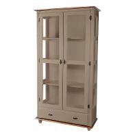 Cristaleira De Madeira 2 Portas 1 Gaveta 3 Prateleiras Pés Torneados - Amêndoa Laca Com Tampo E Base Imbuia Glazer - 2