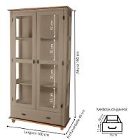 Cristaleira De Madeira 2 Portas 1 Gaveta 3 Prateleiras Pés Torneados - Amêndoa Laca Com Tampo E Base Imbuia Glazer - 4