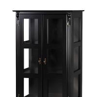 Cristaleira De Madeira 2 Portas 1 Gaveta 2 Prateleiras Pés Luiz Xv - Preto Laca - 3