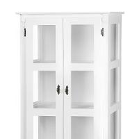 Cristaleira De Madeira 2 Portas 1 Gaveta 2 Prateleiras Pés Luiz Xv - Branco Laca