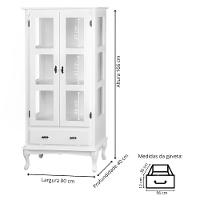 Cristaleira De Madeira 2 Portas 1 Gaveta 2 Prateleiras Pés Luiz Xv - Branco Laca - 5